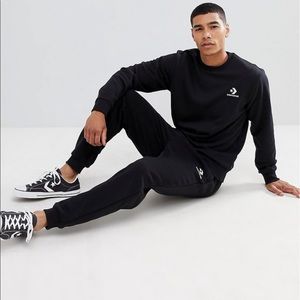 Converse 🔥SALE!🔥 Chevron EMB Crew Sweater Jacket Black Mens Size 10008816-A01